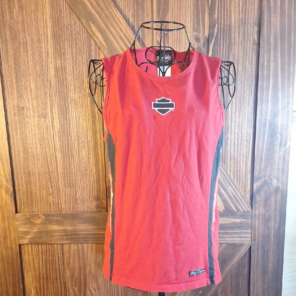 Harley Davidson Red Sleeveless Top with Logo